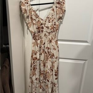 Abercrombie & Fitch Cap Sleeve Smocked Waist Midi Dress